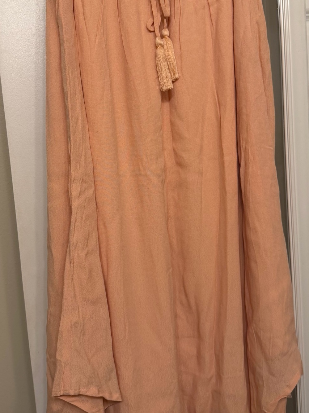 Peach Drawstring Maxi Skirt